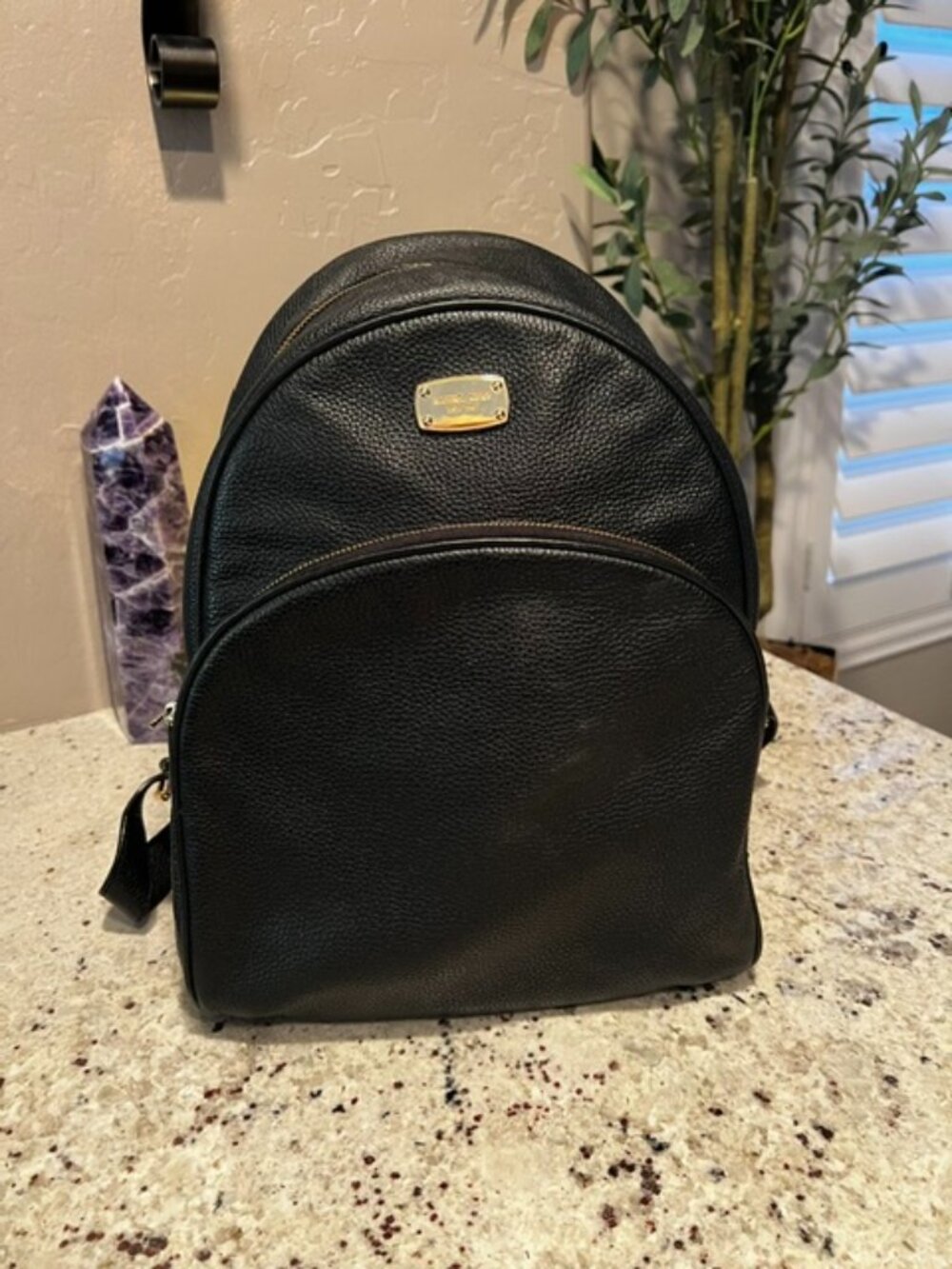 Black MICHAEL KORS Soft Pebbled Leather Abbey Backpack